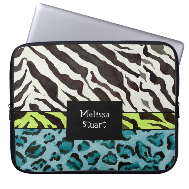 Housse Pour Ordinateur Portable Empreinte de léopard Zebra, Manche Ordinateur Pers (Devant)
