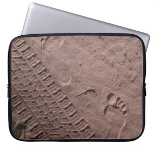 Housse Pour Ordinateur Portable Empreintes pieds dans le sable