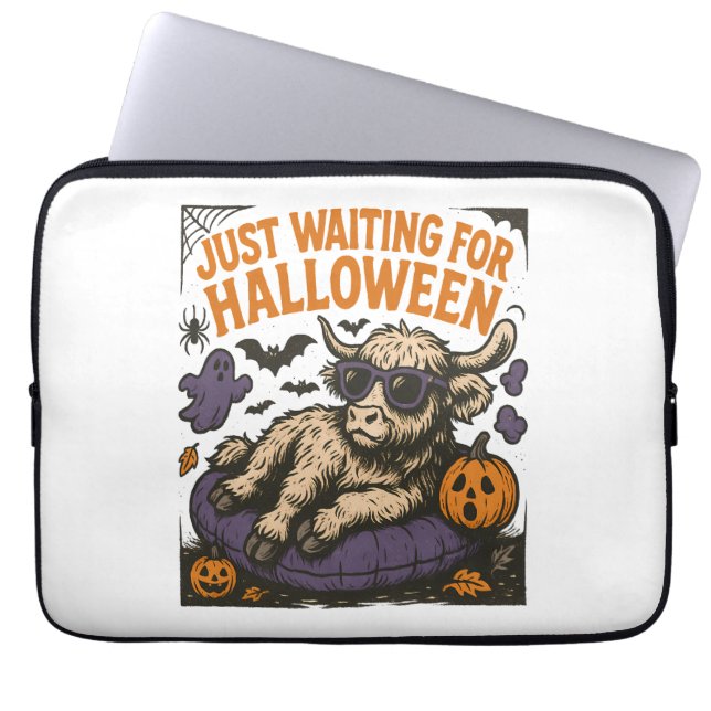 Housse Pour Ordinateur Portable En attente de la vache Halloween Highland (Devant)