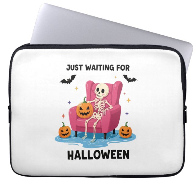 Housse Pour Ordinateur Portable En attente du squelette d'Halloween (Devant)