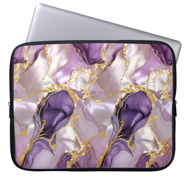 Housse pour ordinateur portable en marbre doré vio (Devant)