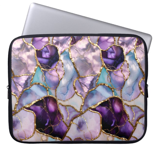 Housse pour ordinateur portable en marbre violet É (Devant)