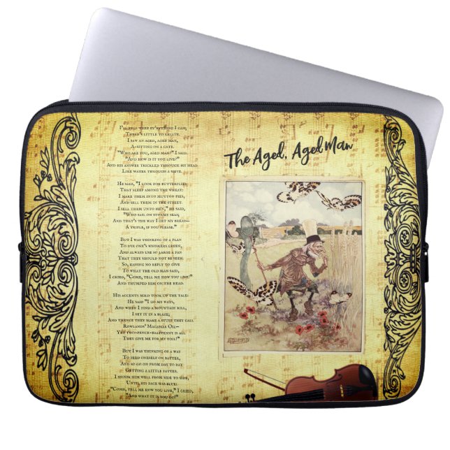 Housse Pour Ordinateur Portable En Regardant Verre Alice Wonderland Homme âgé (Devant)