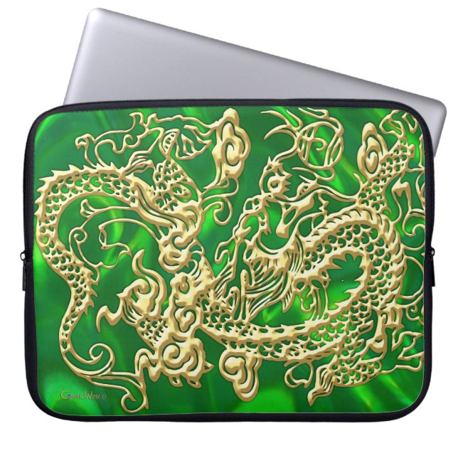 Housse pour ordinateur portable en satin vert Drag (Devant)