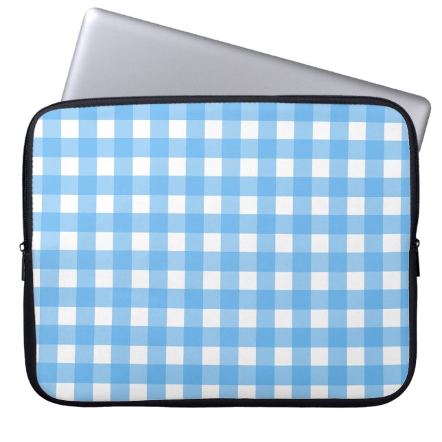 Housse Pour Ordinateur Portable En vichy bleu ciel (Devant)