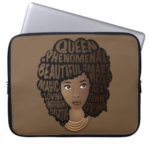 Housse Pour Ordinateur Portable Encourager les femmes noires, Brown