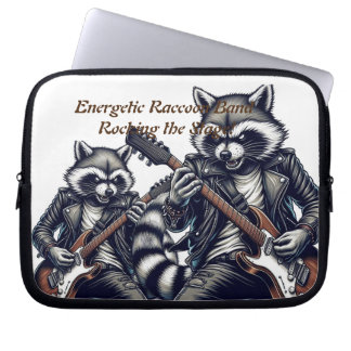 Housse Pour Ordinateur Portable Énergetic Raccoon Band : Rocking the Stage!