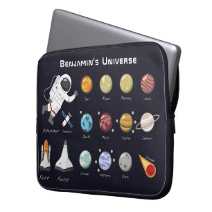 Housse Pour Ordinateur Portable Enfants Planètes Astronaut Monogramme Univers colo