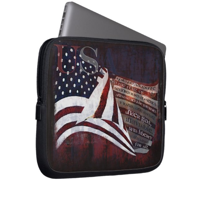 Housse Pour Ordinateur Portable Engagement d'Alliegiance - drapeau des Etats-Unis (Devant droit)