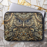 Housse Pour Ordinateur Portable Engrenages et choux en métal vapeur<br><div class="desc">Chouette métallique à vapeur. Découpage métal engrenages ai art. Manche d'ordinateur portable Steampunk.</div>