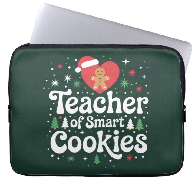Housse Pour Ordinateur Portable Enseignant De Noël Des Cookies Intelligents (Devant)