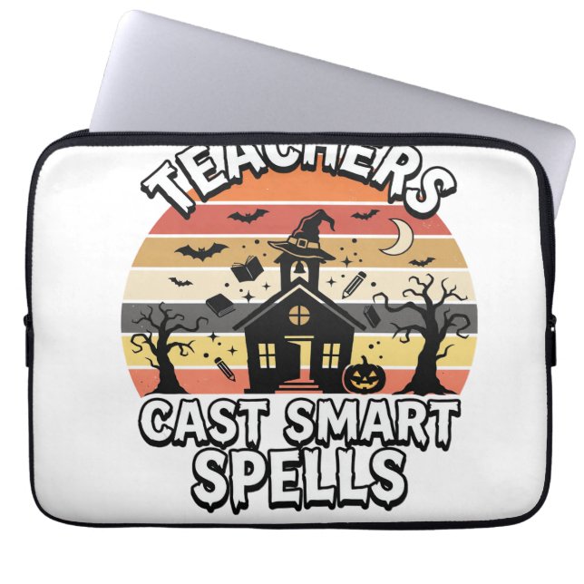 Housse Pour Ordinateur Portable Enseignant Halloween Drôles de Connaissances (Devant)