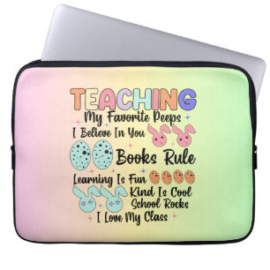 Housse Pour Ordinateur Portable Enseigner Mes Peeps Préférés - Enseignant Lapin Pâ