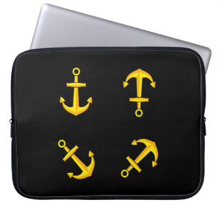 Housse Pour Ordinateur Portable Ensemble d'Ancres en bateau doré