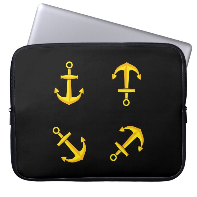 Housse Pour Ordinateur Portable Ensemble d'Ancres en bateau doré (Devant)