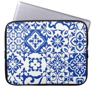 Housse Pour Ordinateur Portable Ensemble de 16 carreaux Azulejos en bleu, blanc. O