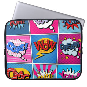 Housse Pour Ordinateur Portable Ensemble de bulles comiques. Expressions Bom, Cool