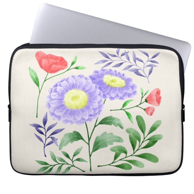 Housse Pour Ordinateur Portable Ensemble de fleurs peintes en aquarelle (Devant)