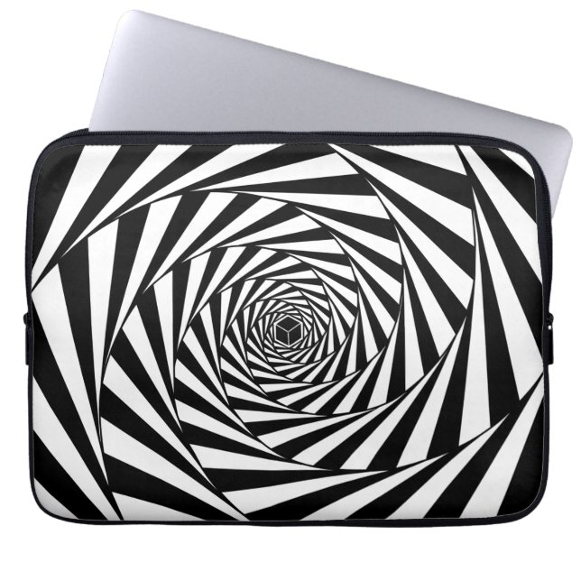 Housse Pour Ordinateur Portable Escalier spiral noir et blanc Abstrait (Devant)
