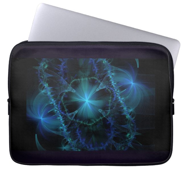 Housse Pour Ordinateur Portable Espace fractal bleu (Devant)