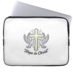 Housse Pour Ordinateur Portable Espoir en Christ Colombe Croix Design Chrétien Vin
