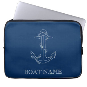 Housse Pour Ordinateur Portable Esprit Nautione Ancre Bleu Marine