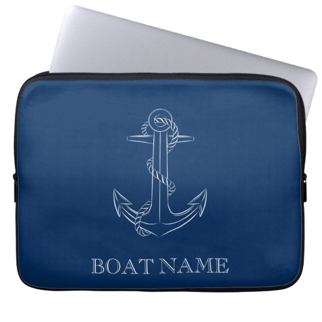 Housse Pour Ordinateur Portable Esprit Nautione Ancre Bleu Marine (Devant)