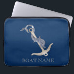 Housse Pour Ordinateur Portable Esprit nautique Ancre Dauphin Marine Bleu<br><div class="desc">Cette image présente une ancre sur un arrière - plan bleu marine.</div>