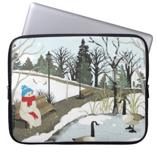 Housse Pour Ordinateur Portable Étang à canard - Hiver