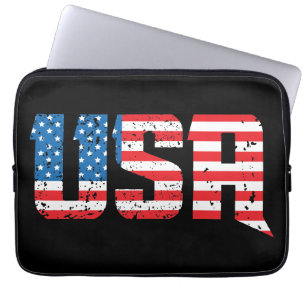 Housse Pour Ordinateur Portable États-Unis patriotiques en rouge, blanc et bleu