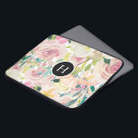 Housse Pour Ordinateur Portable Été coloré.fleurs aquarelles monogramme<br><div class="desc">Couleurs d'été colorées ensoleillées avec monogramme en option.</div>