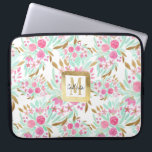 Housse Pour Ordinateur Portable Eté rose or Turquoise Aquarelle Fleurs Motif<br><div class="desc">Ce motif floral élégant et moderne est parfait pour la petite fille. Il est décoré de rose peint à la main, d'or imitation imprimé, et de fleurs vertes turquoises en feuille sur un arrière - plan blanc simple. C'est joli, chic, artistique, unique et original, le design parfait pour les saisons...</div>