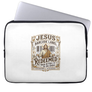 Housse Pour Ordinateur Portable Étiquette de code-barres Jésus Rachetée Jésus Code