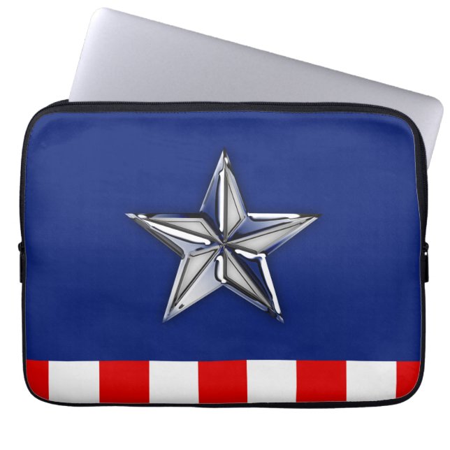 Housse Pour Ordinateur Portable Étoile aux couleurs patriotiques festives (Devant)