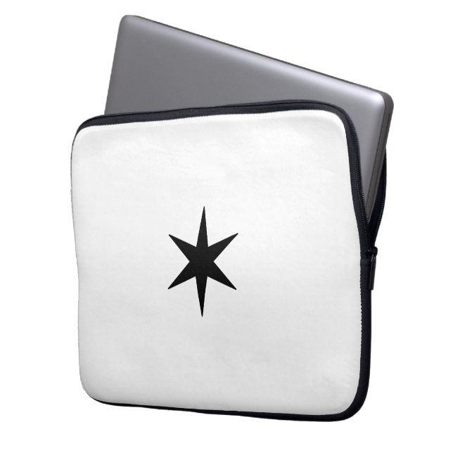 Housse Pour Ordinateur Portable Étoile noire et blanche (devant gauche)