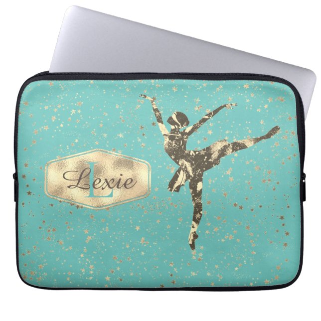 Housse Pour Ordinateur Portable Étoiles de Glittery Ballerina Monogramme (Devant)
