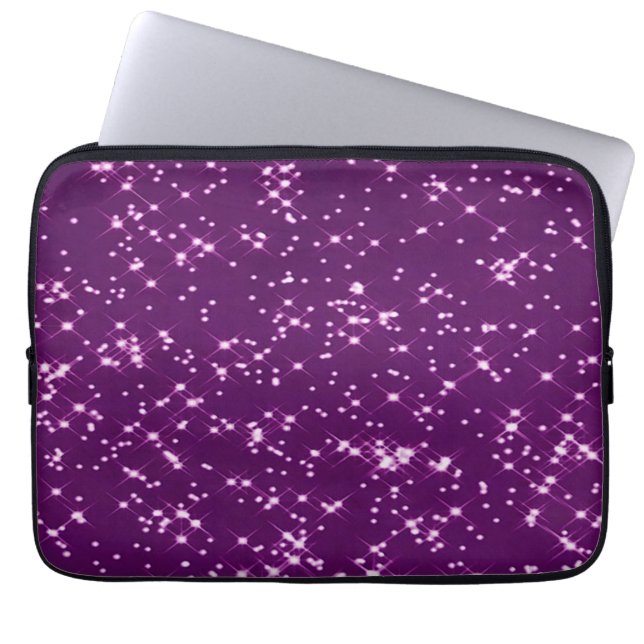 Housse Pour Ordinateur Portable Étoiles de parties scintillant violette (Devant)
