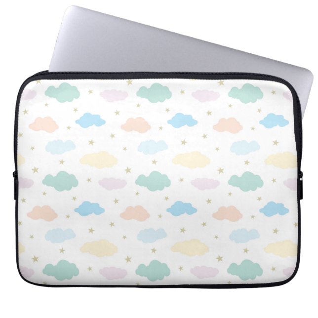 Housse Pour Ordinateur Portable Étoiles et nuages Pastel (Devant)