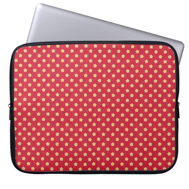Housse Pour Ordinateur Portable Etoiles jaunes sur Motif rouge (Devant)