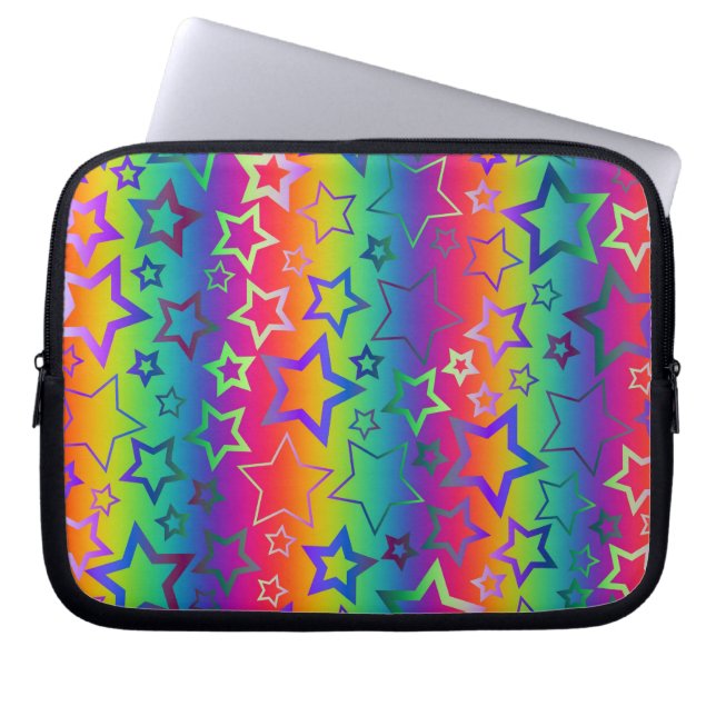 Housse Pour Ordinateur Portable Étoiles psychédéliques d'arc-en-ciel (Devant)