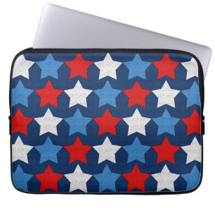 Housse Pour Ordinateur Portable étoiles rouges blanches et bleues