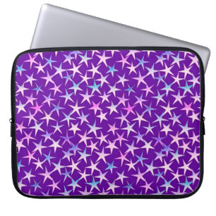 Housse Pour Ordinateur Portable étoiles satinées, lavande sur violet