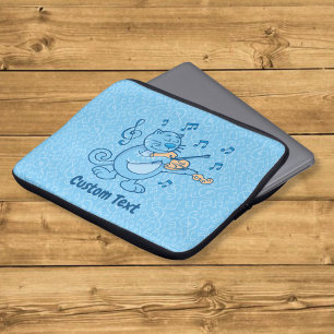 Housse Pour Ordinateur Portable Étui pour ordinateur portable Chat Bleu avec Violo