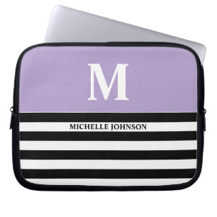 Housse Pour Ordinateur Portable Étui pour ordinateur portable rayé noir violet pou