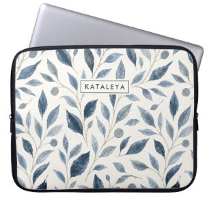 Housse Pour Ordinateur Portable Étuis Personnalisé Élégant Blue Leaf