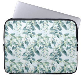 Housse Pour Ordinateur Portable Eucalyptus Vert Sage Doux Aquarelle