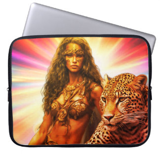 Housse Pour Ordinateur Portable Exotic Woman in Brown Leather Bikini on a 