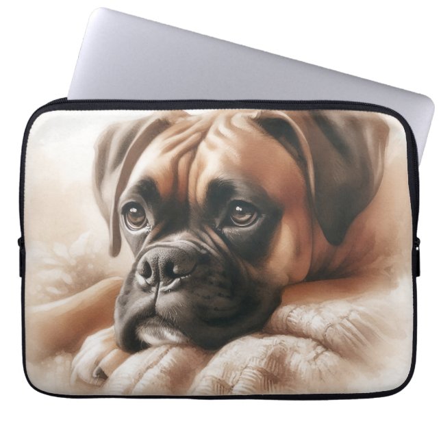 Housse Pour Ordinateur Portable Expert Caresseur de Chien Boxer (Devant)