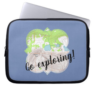 Housse Pour Ordinateur Portable "Explorez" Carte topographique Quatrefoil