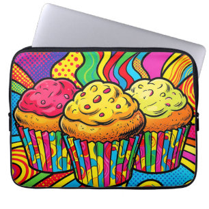 Housse Pour Ordinateur Portable Explosion de cupcakes arc-en-ciel Pop Art
